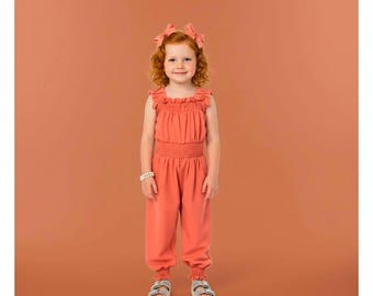 Girls/Toddler/Baby Rose Pink Cinch Jumpsuit