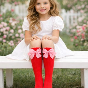 RESTOCKED! Girls/Toddler Red & Pink Bow Socks