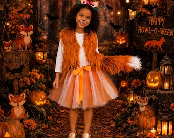 RESTOCKED! Girls/Toddler Fuzzy Fox Costume – 4 Piece Halloween Costume Set