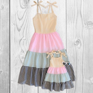 RESTOCKED! Mommy & Mini Pastel Gingham Dress, Mommy Me Boutique, Sleeveless Spring Coordinating, Matching Yellow Pink Blue Black, Easter Mom