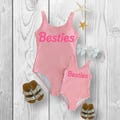 RESTOCKED! Mommy & Mini "Besties" Pink One Piece Swimsuit, Mother Daughter Matching Bathing Suits, Hot Pink, Swimwear Boutique, Mommy And Me