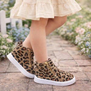 RESTOCKED! Girls/Toddler Leopard Sneaker Booties, 5T 6T 7T 8T 9T 10T 11T 12T 13T 1 2 3 4 Kids, Cheetah Shoes, Animal Print Sneakers