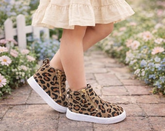 RESTOCKED! Girls/Toddler Leopard Sneaker Booties, 5T 6T 7T 8T 9T 10T 11T 12T 13T 1 2 3 4 Kids, Cheetah Shoes, Animal Print Sneakers