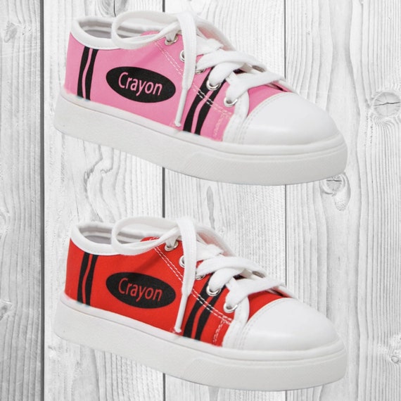 Girls/toddler Crayon Sneakers Pink or Red, Back to School Shoes