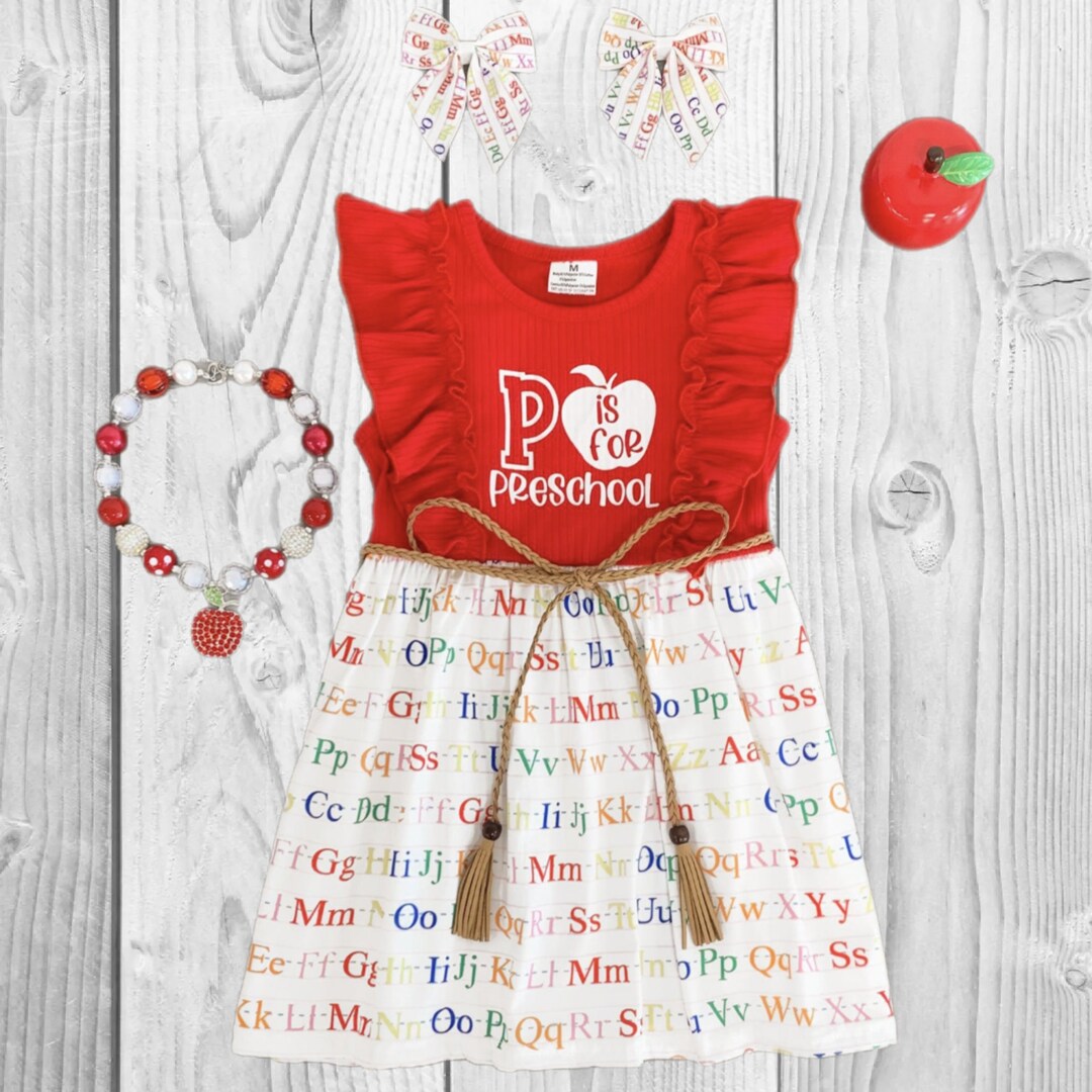 Girls/toddler prek 4th Grade Rainbow Alphabet Dress, 3T 4T 5 6 7 8 10