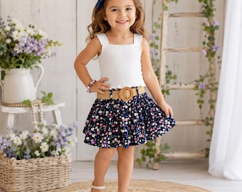 Baby Girl White Smocked Floral Skirt Set | Toddler Spring Outfit | Boutique Easter Outfit