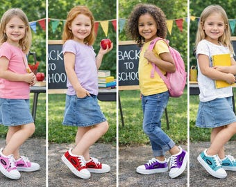 RESTOCKED! Girls/Toddler Crayon Sneakers - Pink, Red & NEW COLORS Purple And Blue! Back To School Shoes, Boutique, 1st Day Of School