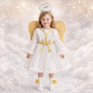 RESTOCKED! Girls/Toddler/Tween/Teen Angel Costume - 4 Piece Set, Dress, Wings, Headband & Socks included, Halloween Costume