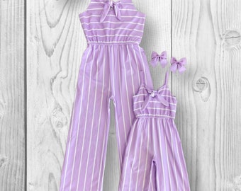 Mommy & Mini, Mom And Me - Stripe Jumpsuit, Lavender, Plum Or Pink!