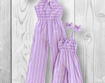 Mommy & Mini, Mom And Me - Stripe Jumpsuit, Lavender, Plum Or Pink!