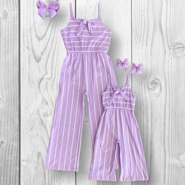 Mommy & Mini, Mom And Me - Stripe Jumpsuit, Lavender, Plum Or Pink!