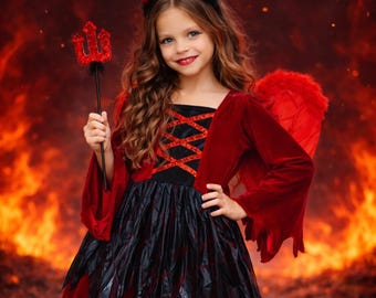 white christmas dresses Halloween Dolls Kill Sexy Devil Dress Costume Set Red main image 0