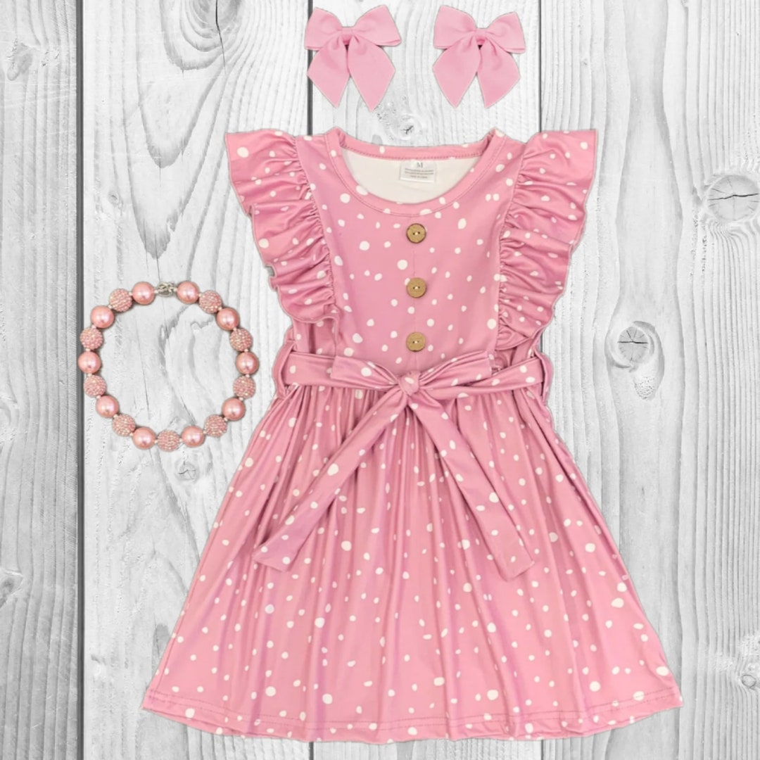 Baby Girls Pink Polka Dot Romper Set with Cap – Cute Cartoon Outfit