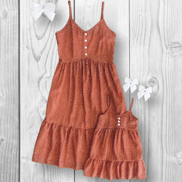 Mommy & Mini, Mom And Me - Brown Sleeveless Dress