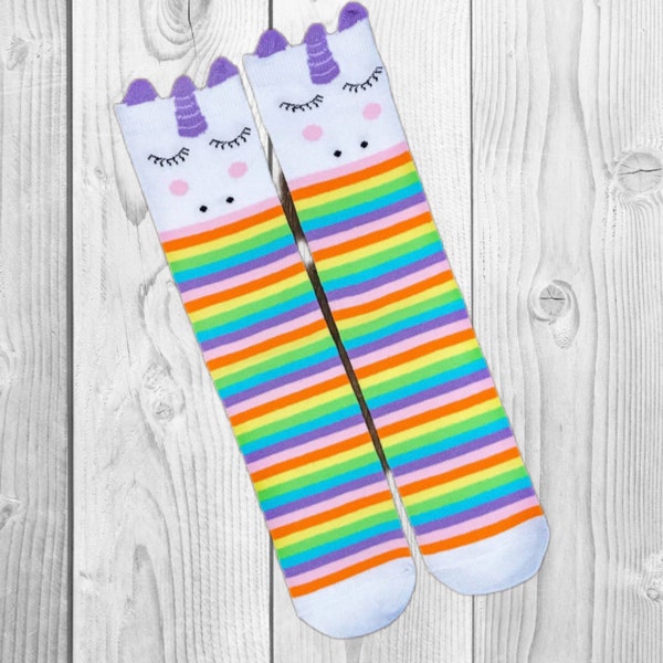 Rainbow Unicorn Knee High Socks