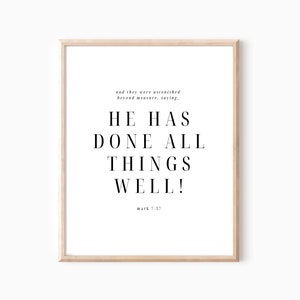Mark 7:37, Scripture Wall Art, Vintage Art, Bible Verse, Prayer Room, Christian Decor, Printable Art, Cozy Wall Print