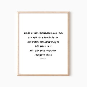 Jeremiah 6:16, Scripture Wall Art, Vintage Art, Bible Verse, Prayer Room, Christian Decor, Printable Art, Cozy Wall Print