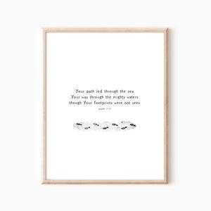 Psalm 77:19, Scripture Wall Art, Vintage Art, Bible Verse, Prayer Room, Christian Decor, Printable Art, Cozy Wall Print