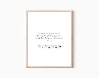 Psalm 77:19, Scripture Wall Art, Vintage Art, Bible Verse, Prayer Room, Christian Decor, Printable Art, Cozy Wall Print