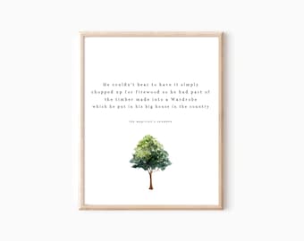 Citaat van het neefje van de tovenaar, Digory en de boom, de kleerkast, citaat van Narnia, wanddecoratie