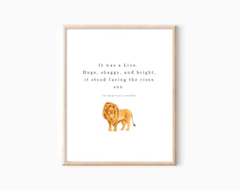 Citaat van de neef van de tovenaar, een grote leeuw, Aslan, citaat van Narnia, muurdecoratie