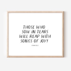 Psalm 126:5, Scripture Wall Art, Vintage Art, Bible Verse, Prayer Room, Christian Decor, Printable Art, Cozy Wall Print