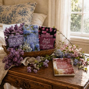 May include: Three rectangular cards in a woven basket and one card on a wooden surface, all featuring floral imagery and inspirational text. The cards display phrases including I can do anything for 60 seconds, Jesus is with me right now, and God is giving me strength to do hard things and overcome them.