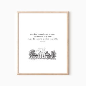 Romans 12:13, Scripture Wall Art, Vintage Art, Bible Verse, Prayer Room, Christian Decor, Printable Art, Cozy Wall Print