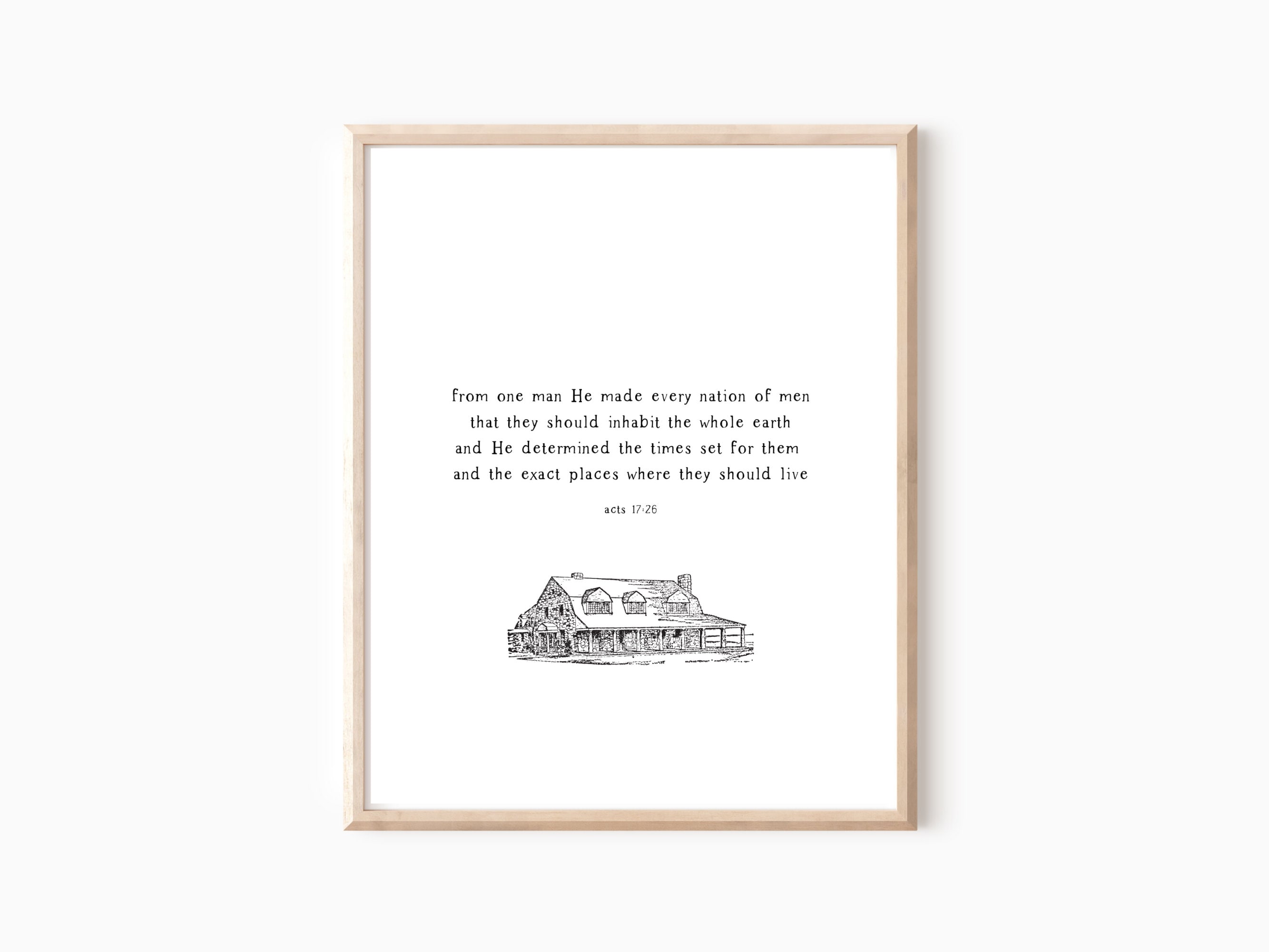 Acts 17:26, Scripture Wall Art, Vintage Art, Bible Verse, Prayer Room, Christian Decor, Printable Art, Cozy Wall Print