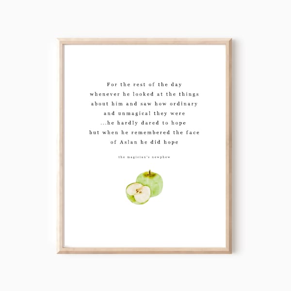 The Magician's Nephew Quote, A Great Lion, Aslan and Digory, Hope, Unmagical + UnoridnaryNarnia Quote, Wall Decor