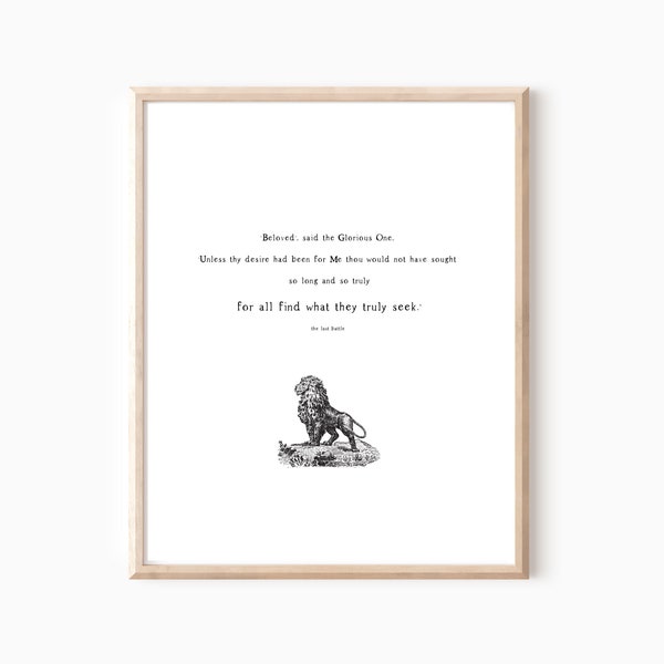 Aslan Narnia Quote, Vintage Art, Christian Decor, Printable Art, Cozy Wall Print