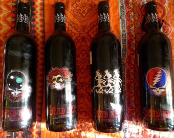 4ER-PACK GRATEFUL DEAD Red Unwine Sales California 1996 Glass Bottled Collection FreshSpun