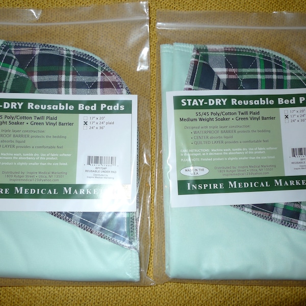 2 Pack Small Reusable BED PAD PROTECTORS Sales Washable Comfort Liquid Absorbent FreshSpun