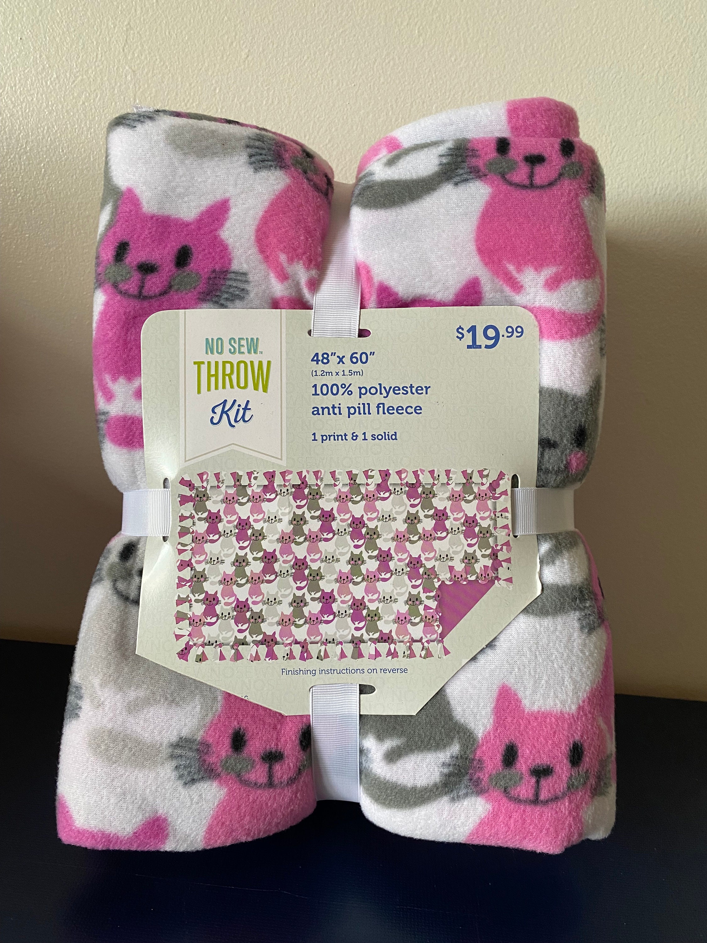 DIY cats No Sew Fleece Throw Blanket Kit Etsy UK