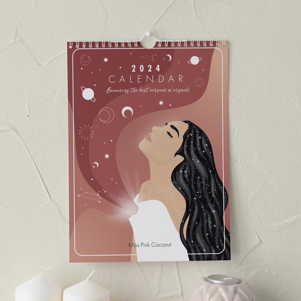 2024 Woman Wall Calendar | Self Love Art| Witchy Art | Illustrated 12 Month Calendar | Mental Health Gift | Body Positive | Affirmations