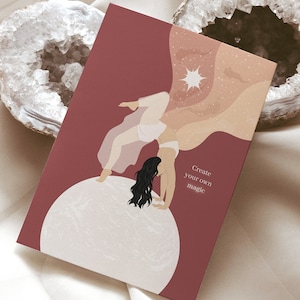 Opera d'arte motivazionale celeste/Cartolina femminista spirituale/Cartolina A6 con affermazione positiva/Citazione artistica sull'amor proprio/Stampa divina femminile