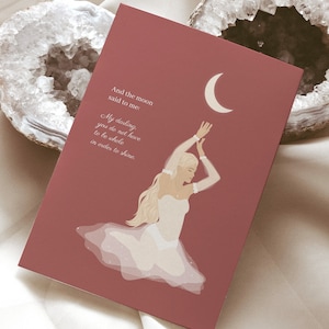 Crescent Moon Zitat Kunst | Witchy Inspiration Karte | Feministische Postkarte Celestial Decor| Illustration Druck | Mondgöttin Kunst | Frau Kunstdruck
