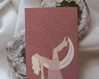 Inner Peace| Illustrated A6 Postcard| Woman Illustration| Witchy Decor| Spiritual Art| Positive Affirmation| Mindfulness Card| Magic, Moon
