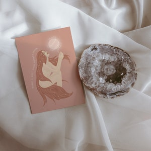 Carte postale illustrée| Illustration de femme | Mini impression| Art spirituel| Affirmation positive | Carte de pleine conscience| Carte postale A6| Magie, amour de soi