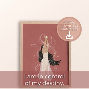 Arte imprimible de Diosa Celestial/Decoración del hogar de brujas/Arte mural de afirmación positiva/Arte de amor propio/Arte mural de ilustración femenina/Regalo consciente