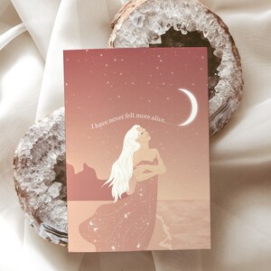 Cartão postal feminista ilustrado | Ilustração de mulher | Afirmação de pensamentos positivos | Presente para mulher espiritual | Cartão de atenção plena | Saúde mental