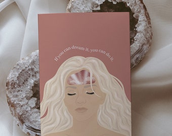 Positive Affirmation Card | Celestial Woman Art| Inspirational Quote| Self Love Art| Mindful Gift| Spiritual Decor| Illustration Print A6