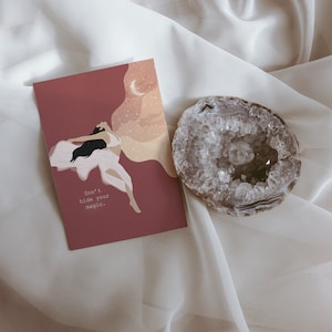 Ne cachez pas votre magie|Carte postale illustrée A6| Illustration de femme | Décoration sorcière| Art spirituel| Affirmation positive | Carte de pleine conscience| Lune