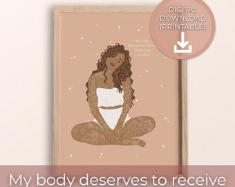 Black Woman Printable Wall Art | Self Love Art | Body Positivity Quote | Divine Feminine Art | Mental Health Art | Positive Affirmation