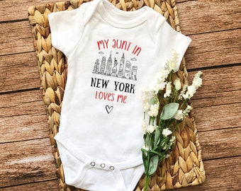 Meine Tante in New York liebt mich, Geschenk für Nichte-Neffe, Tante Ones, Tante Baby-Bodysuit, Baby-Geschenk von Tante, feiner Säuglingsjersey-Bodysuit