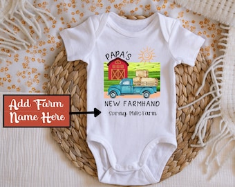 Bebé peón de granja personalizado / Body de granja personalizado / Regalo de bebé personalizado / Body de bebé de campo / Body de jersey fino infantil de tractor personalizado