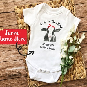 New To The Herd Bodysuit, Babyshower Farm Gift, Custom Farm Gift, Custom Farm Ones, Farm Custom Baby Gift, Cow Baby Announcement Idea