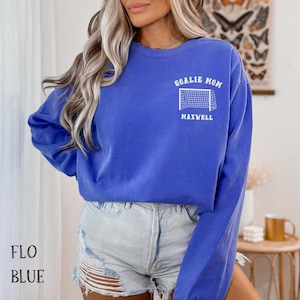 Camisa personalizada para mãe goleira, camisa personalizada com bolso para goleira, cores confortáveis para mamãe esportiva, moletom unissex tingido em tecido