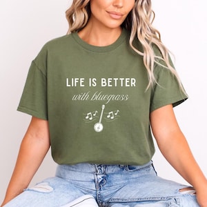 Life is Better With Bluegrass T Shirt Bluegrass Festival Shirt Bluegrass Gift Banjo Unisex Softstyle T-Shirt