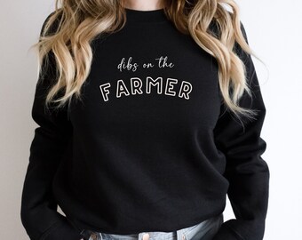 Me quedo con la sudadera de granjero, camiseta de esposa de granjero, camiseta de cosecha, regalo de vida en la granja, sudadera unisex de cuello redondo de mezcla gruesa para novia de granjero